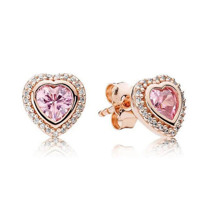 TOGORY Newest Rose Gold Brand Stud Earrings For Ladies Women Crown Love Round Earrings Jewellery Birthday Gift Special Offer