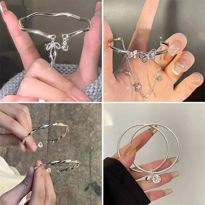 Fashion Bowknot Open Bracelet Tassel Mobius Butterfly Chain Double Layer Jewelry Accessories Adjustable Bracelet Women