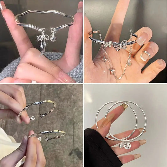 Fashion Bowknot Open Bracelet Tassel Mobius Butterfly Chain Double Layer Jewelry Accessories Adjustable Bracelet Women