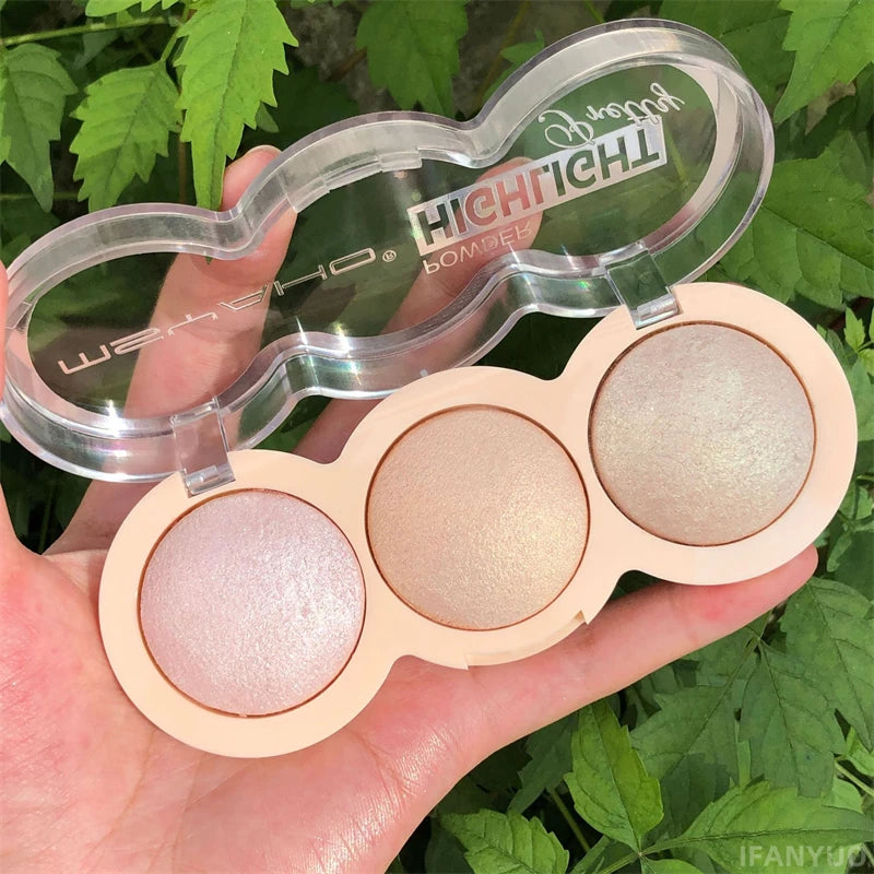 3-Color Highlighter Shimmer Glitter Brightens Skin Lasting Multifunctional Eye-shadow Body Makeup Palette Illuminate Cosmetics
