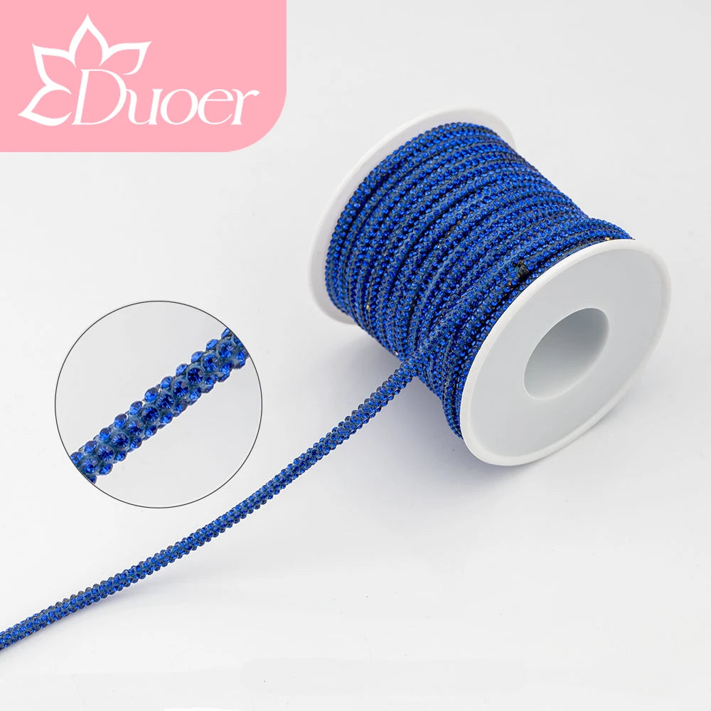 DUOER 3mm 5/10 Yards Glass Rhinestones Rope Tube GlitterDiamond Cord Soft Shoelace Drawstring Trimming For DIY Hoodies Trouser