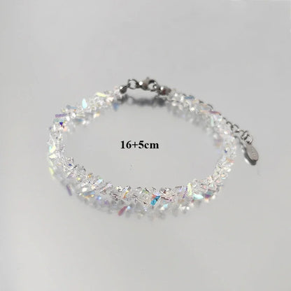 Transparent Crystal Irregular Beaded Bracelet Women‘s Shiny Mulit-cut Pink Glass Chain on the Hand Jewelry Girls Gifts