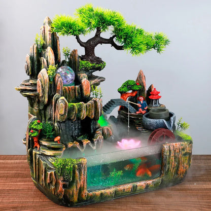 Mini Aquarium For Desktop Small Fish Tank With Waterfall Pump Home Office Decoration