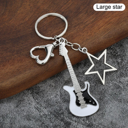1Piece Y2K Guitar Cat Key Chain For Men Women Pentagram Bow Pendant Fashion Rock Punk Bag Accessories Gift