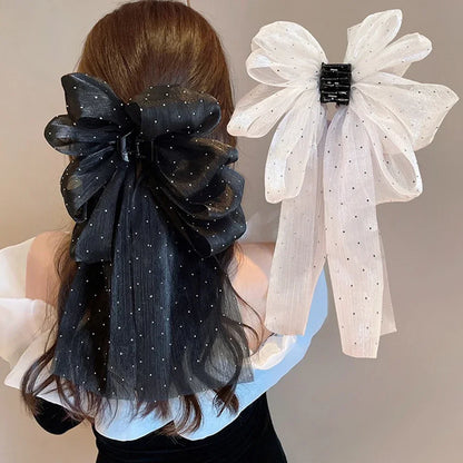 Large Bow Claw Clip New Hairpin for Women Sweet Ponytail Hair Crabs Hair Clip Girls Ribbon Non-slip Hair Accessories