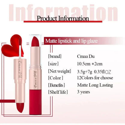 3 Color/Set Lipstick Sexy Lip Gloss 2 in 1 Lip Tint Waterproof Long-Lasting Moisture Red Lips Matte Lip Stick Makeup for Women