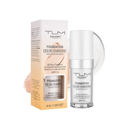 TLM Liquid Foundation Color Changing Concealer Waterproof Natural Brighten Skin Tone Face Cosmetics Makeup for Women & Men 30ml