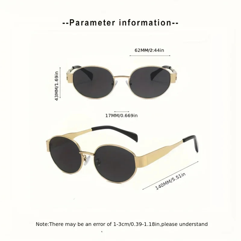 New  Oval Sunglasses for Women Men Trendy Metal Frame Sun Glasses Classic Shades Casual Eyewear