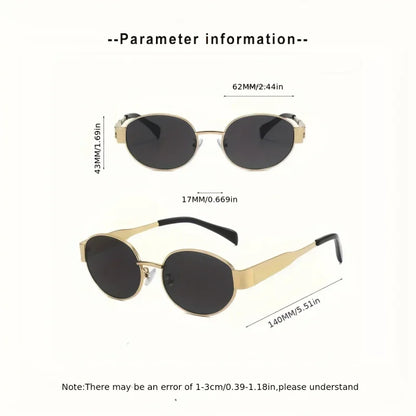 New  Oval Sunglasses for Women Men Trendy Metal Frame Sun Glasses Classic Shades Casual Eyewear
