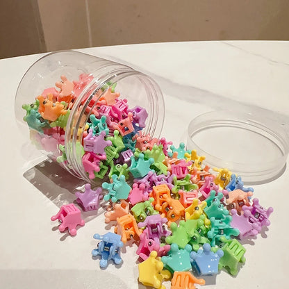100Pcs Cute Flower Star Hair Claws Styling Hair Braid Hairpins Kids  Colorful Small Girls Hair Clips Hair Accessories Headwear