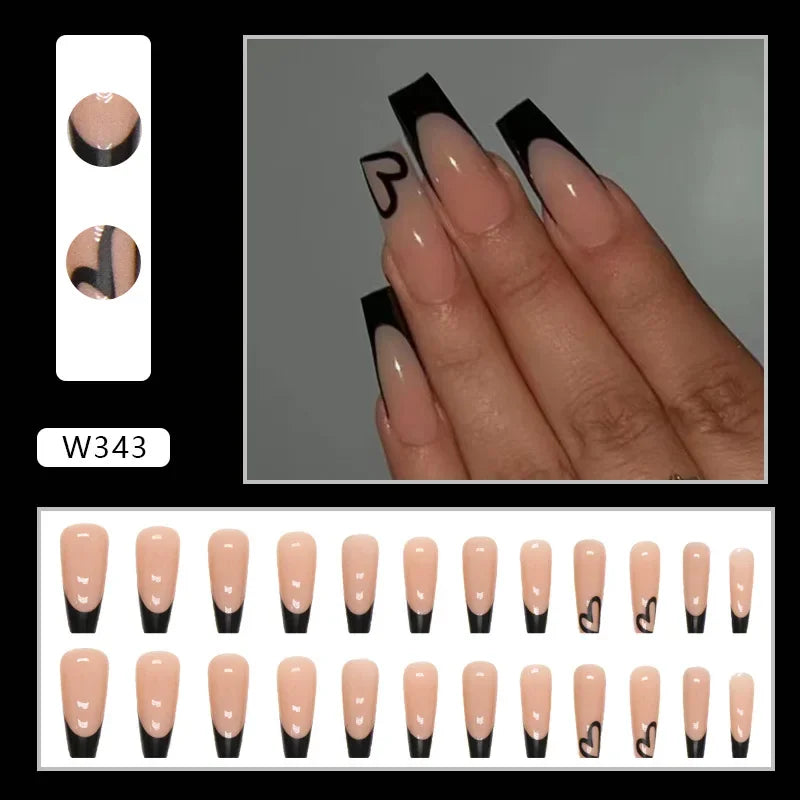 Fresh Green Tea 24 Pcs Fake Nail with Jelly sticker Press on False Nails Wearable Round Head Oval Full Cover Nail Tips