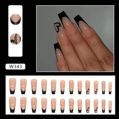 Fresh Green Tea 24 Pcs Fake Nail with Jelly sticker Press on False Nails Wearable Round Head Oval Full Cover Nail Tips