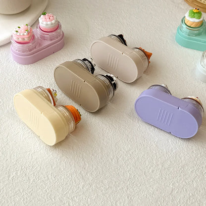 KLASSNUM Portable Cute Cartoon Contact Lens Case Drawer Design Color Contact Lenses Box Container Storage Case Travel Accessory