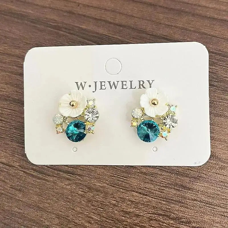 925 Silver Needle Korean Fashion Crystal Flower Earrings For Women Jewelry 2026 Trending  Women's French Pearl Earrings z40