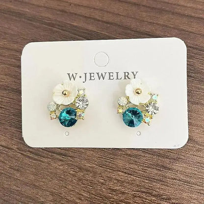 925 Silver Needle Korean Fashion Crystal Flower Earrings For Women Jewelry 2026 Trending  Women's French Pearl Earrings z40