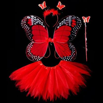 Luminous Wings Flashing Butterfly Skirt Lights Suit LED Children Costume Props Girls Skirts Angel 2-8year Easter Valentines Day
