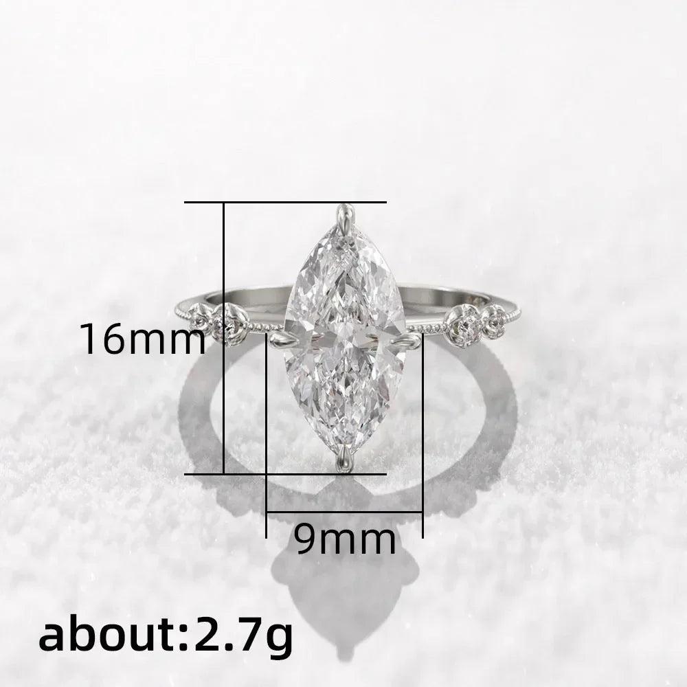 2026 AAA Crystal Marquise Cubic Zirconia Rings for Women Fashion Thin Ring Engagement Wedding Accessories Statement Jewelry