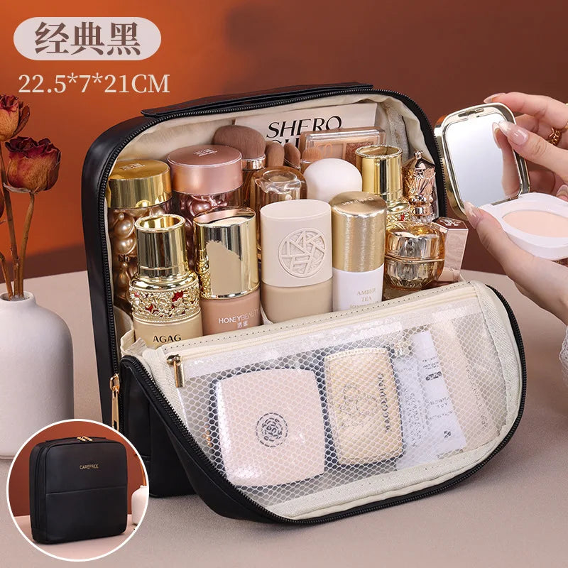 Professional Stand up Cosmetic Bag Large Capacity Travel Toiletry Organizer With Multiple Compartments Portable Storage Pouch