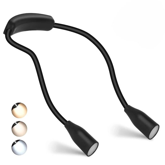 LED Reading Neck Light Book Lamp 360° Flexible Arm Reading Book Light Read Neck Lamp Study Reading Night Light Battery-powered