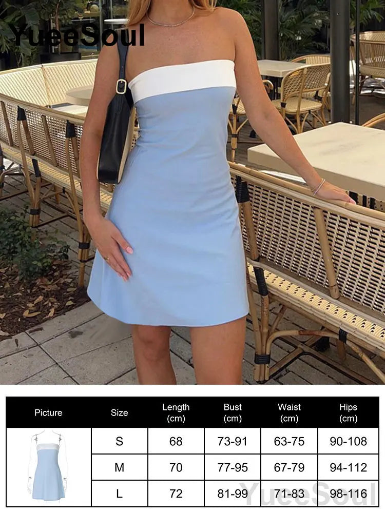 Blue Mini Dress Summer Sleeveless Slim Sexy Women Dresses 2025 New Sweet Cute Evening Party Casual High Street Y2K Dress