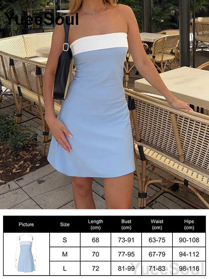 Blue Mini Dress Summer Sleeveless Slim Sexy Women Dresses 2025 New Sweet Cute Evening Party Casual High Street Y2K Dress