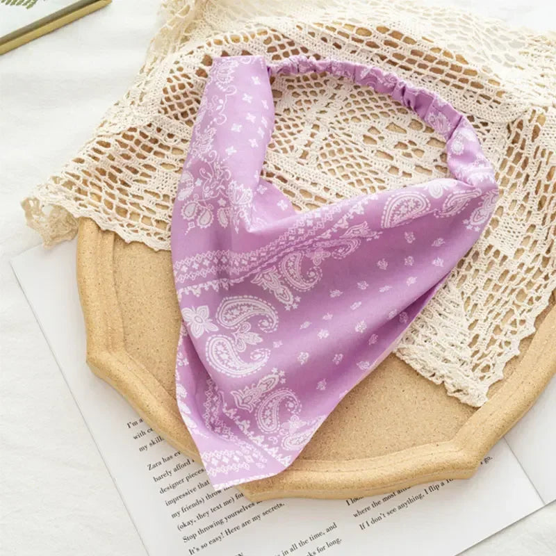Bohemia Women Hair Band Scarf Floral Print Paisley Bandanas Headwear Vintage Triangle Head Scarf Hair Tie Hair Accessories