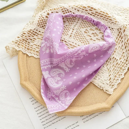 Bohemia Women Hair Band Scarf Floral Print Paisley Bandanas Headwear Vintage Triangle Head Scarf Hair Tie Hair Accessories