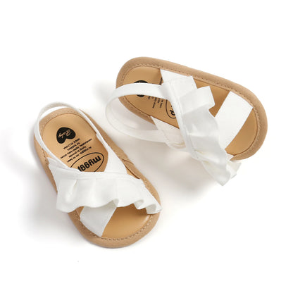 pudcoco Baby Girl Summer Sandals, Cute Ruffle Flats Non-Slip Soft Sole Infant First Walkers
