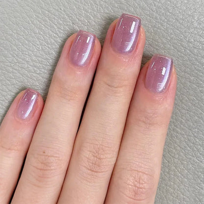24Pcs Ballerina Fake Nails with Glue Solid Color Acrylic Press on Nails Glossy Gradient Full Cover Wearable Nail Manicure Tips