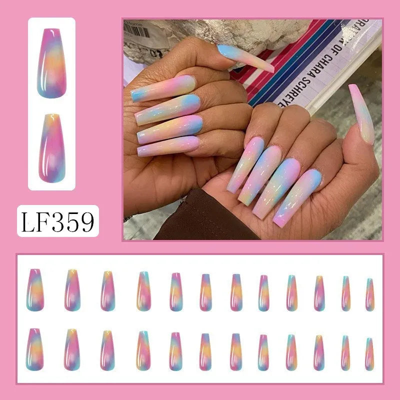 Wholesale Price Press On Nails Ballerina Medium Coffin False Nails French Tip Nails Manicure Stick On Nails Acrylic Fake Nails