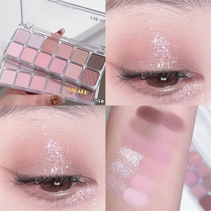 Flash Diamond Peach Kumquat Eyeshadow Palette Nude Pink Purple Eye Pearl Glitter Shadows Korean Charming Contour Eyes Make Up
