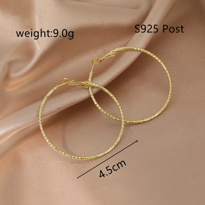 Simple Big Metal Hoop Earrings for Women Jewelry Gift Carve Serrations Round Circle Earrings Trendy Exaggerate Statement Earring