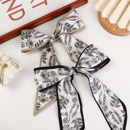 Spring Hairbands Ins Long Scarf Korean Style Scarves Floral Hair Bands Flower Printed Scarf Satin Silk Scarf Women Hair Ribbon
