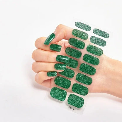 Semi Cured Gel Nail Sticker Pure Color UV LED Lamp Covered Waterproof Full Adhesive Long Self Nail Decals Manicure Lasting