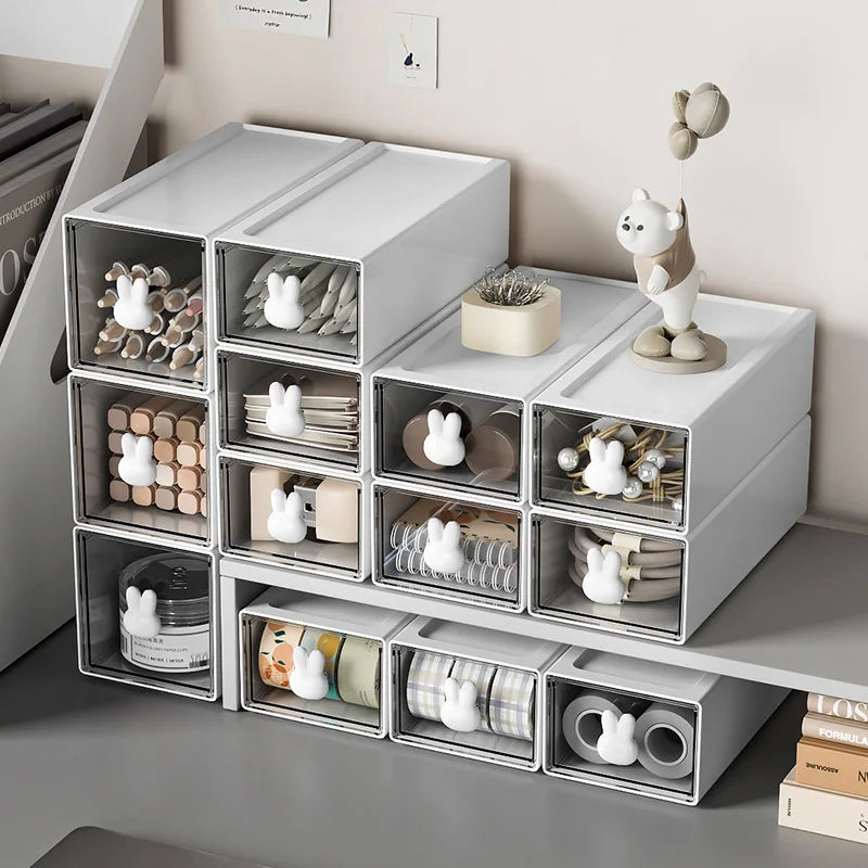 Desk Stationery Storage Box For School Office Desk Organizer With Rabbit Drawer Sundry Storage Rack For School Office Stationery