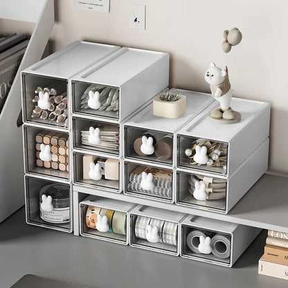 Desk Stationery Storage Box For School Office Desk Organizer With Rabbit Drawer Sundry Storage Rack For School Office Stationery