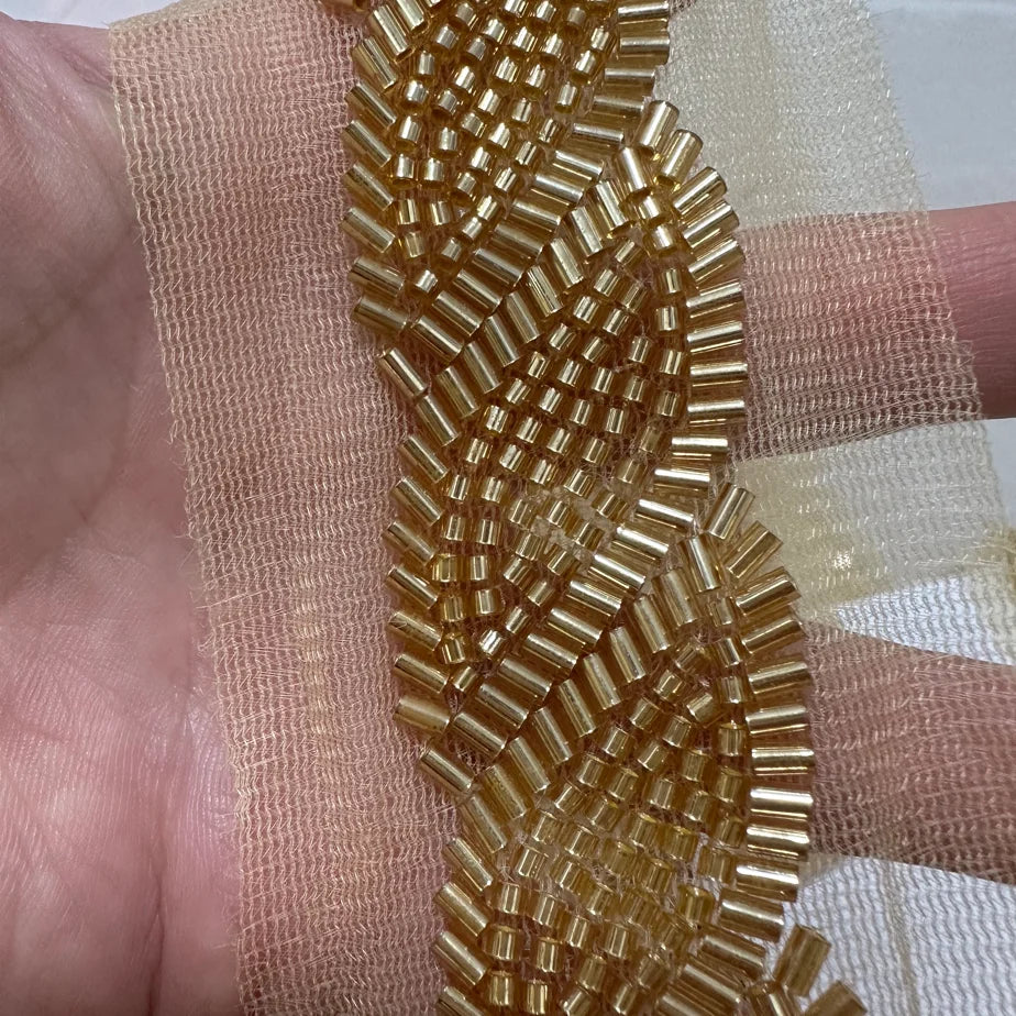 90cm Pearl Beaded Lace Trim Ribbon Garment Decoration Applique Trimming Gold Sequin Tape DIY Sewing Fabric Material Accessories