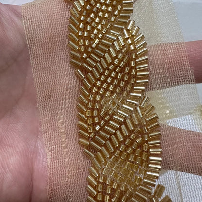 90cm Pearl Beaded Lace Trim Ribbon Garment Decoration Applique Trimming Gold Sequin Tape DIY Sewing Fabric Material Accessories