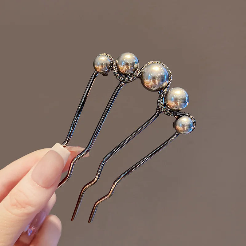Metal U-Shaped Hair Sticks Combs Pearl Tassel Hair Fork Hair Clip Hairpins Women Girl Hair Accessories Ornament Styling Tool