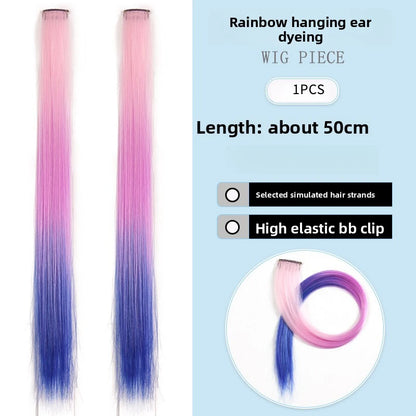 Three-color gradientSparkle Hair Extensions Clip In Rainbow Synthetic Sparkle Hair Tinsel Heat Resistant Sparkle Hair Extensions