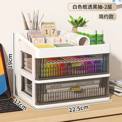 Desktop Organizer Box Multi-Layer Storage for Office Stationery Pencils Student Supplies Bedroom Study Desk Organization
