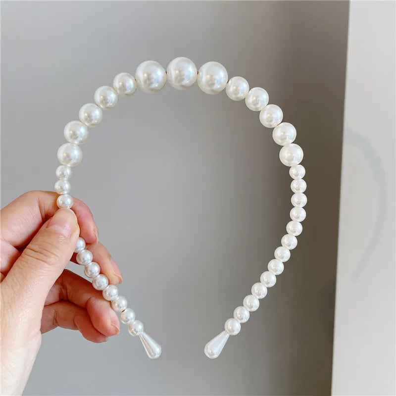VAGZEB Fashion Full Pearl Hairbands Elastic Flower Women Hair Hoop Bands Headband Bezel Girls Hair Accessories Headdress
