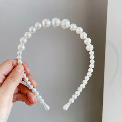 VAGZEB Fashion Full Pearl Hairbands Elastic Flower Women Hair Hoop Bands Headband Bezel Girls Hair Accessories Headdress