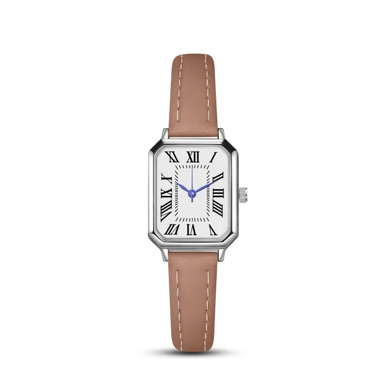 2024 New Foreign Trade Casual Fashion Fresh Art Silver Case Square Strap Roman Women's Quartz Watch in Stock
