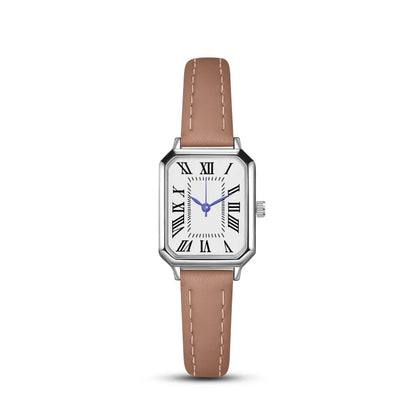 2024 New Foreign Trade Casual Fashion Fresh Art Silver Case Square Strap Roman Women's Quartz Watch in Stock
