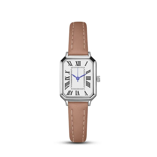 2024 New Foreign Trade Casual Fashion Fresh Art Silver Case Square Strap Roman Women's Quartz Watch in Stock