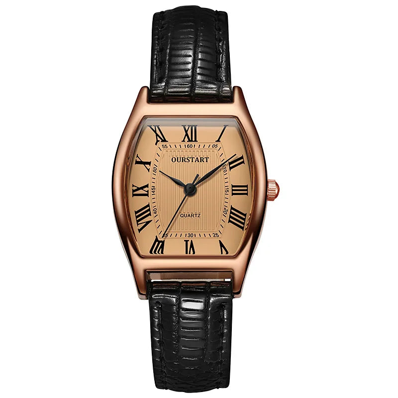 Retro Brown Leather Strap Women Watches Qualities Ladies Stailless Steel Wristwatches Fashion Brand Fashionable Relogio Feminino