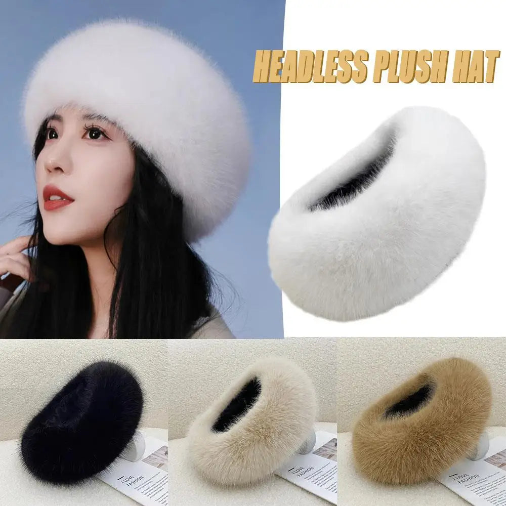 Winter Imitation Fur Thickened Fluffy Headband Faux Fox Fur Thermal Hair Bands Outdoor Windproof Ear Warmer Head Cover Headwear