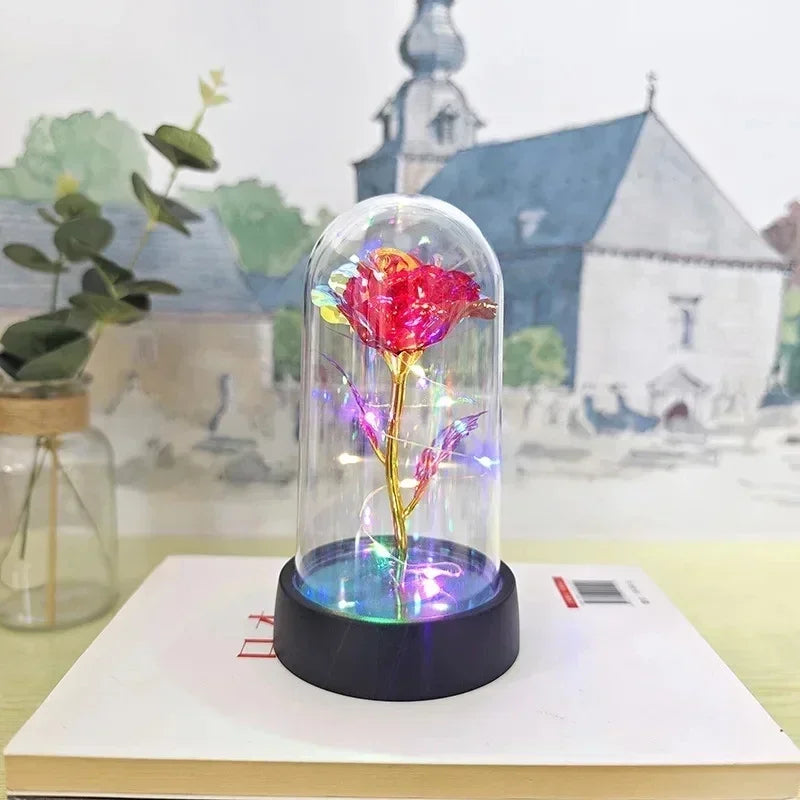 1pc Hot LED Enchanted Galaxy Rose Eternal Beauty Rose With Fairy Lights in Dome for Valentine's Day Wedding Party Mother's Day