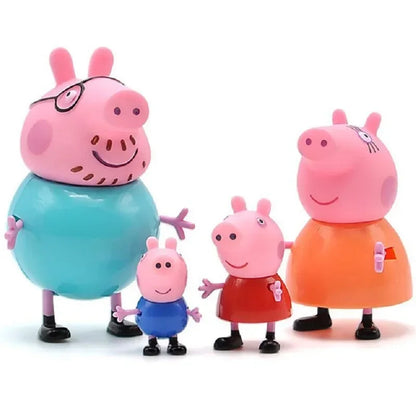 4Pcs/set Pepa Pig Children's Action Figure George Anime Cartoon Toys Mom and Dad Anime Party Toys Children's Birthday Gift